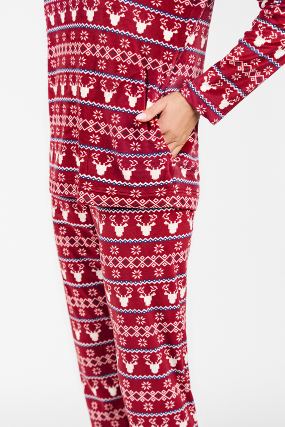 Iceland Fleece női szett olasz divat - bordó mintás