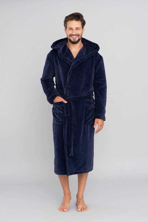 Zygmunt Férfi fürdőköpeny kapucnival Italian Fashion - tengerészkék