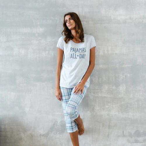 Glamour női pizsama rövid ujjú és 3/4 nadrág olasz divat - melange/print