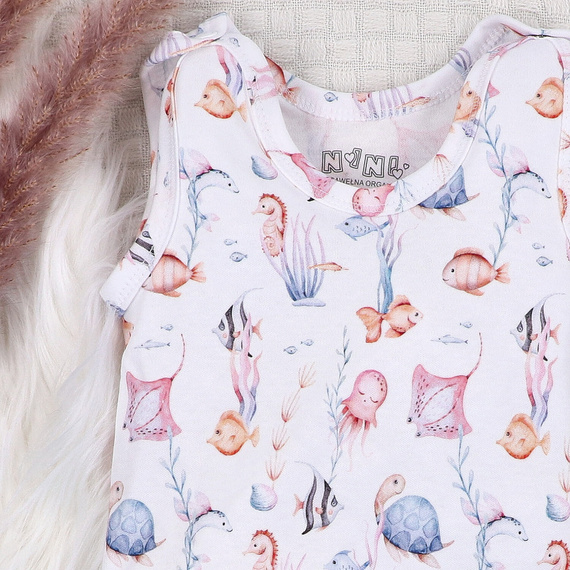 ABN-5480 Víz alatti világ Nini baba hálóruha - organikus pamut, zárt lábakkal