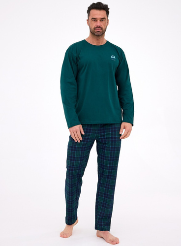Férfi pizsama 124/307 Denali 3 Cornette zöld - pamut, hosszú ujjú, hosszú ujjú
