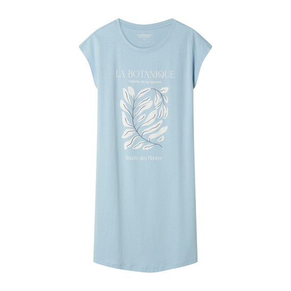 Női hálóing 45183 Estes kék , pamut, rövid ujjú, félig kerek nyakkivágás, bő szabás, laza szabás