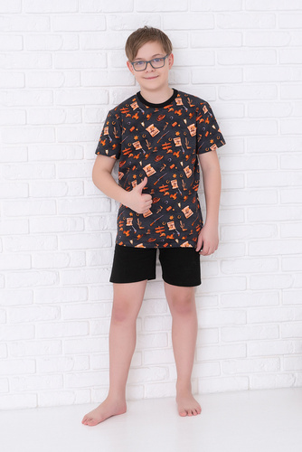 Western fiú pizsama rövid ujjú, nadrágos Italian Fashion- grafit/fekete