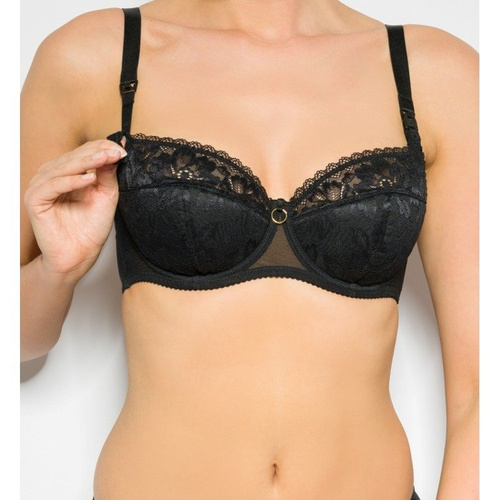 Momtobe Mama Glamour Semi Padded Black szoptatós melltartó – stabil tartás