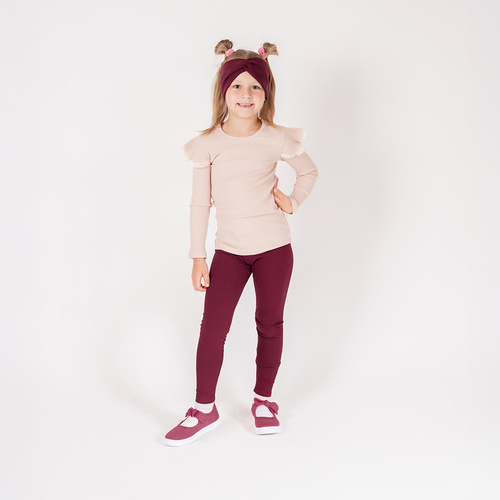 217201 Alisa Leggings Nicol - bordázott pamut, burgundi