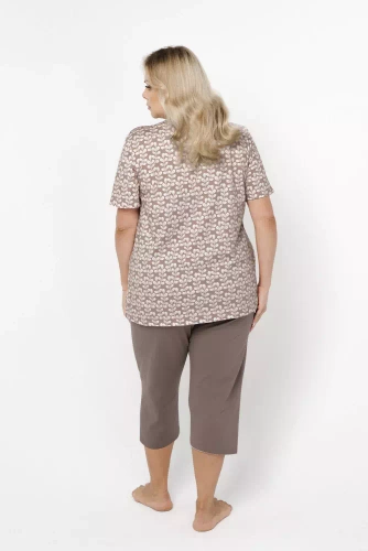 Ramira Női pizsama rövid ujjú és 3/4-es nadrág olasz divat - print/cappucino