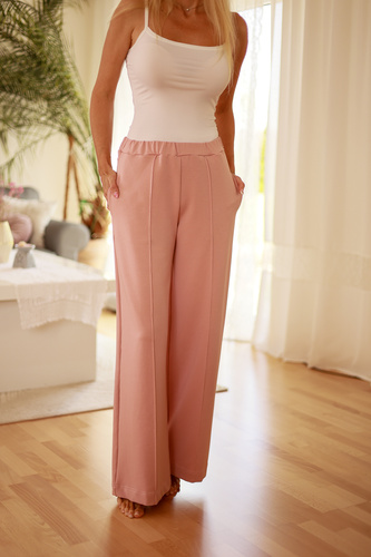 Flint - női pamut nadrág, laza szabás, 95% pamut 5% elasztán | lengyel márka Mirale - rózsaszín