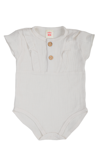 03235GKRE Body KR Girl Just Muslin ecru Makoma muszlinowe body niemowlęce