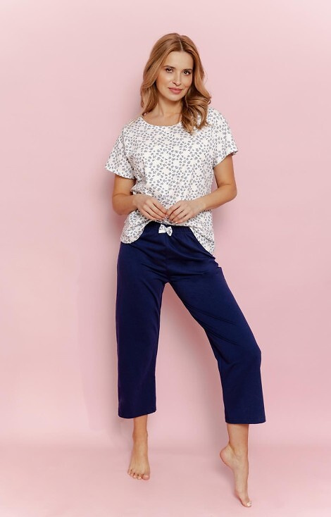 3418 Demi Női pizsama Taro- pamut, rövid ujjú, 3/4-es nadrághosszúságú nadrág