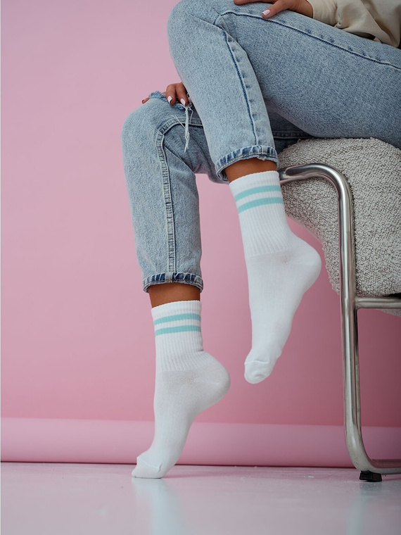 Milena 0200-212 női pamut zokni – bordázott, kényelmes mindennapra blue