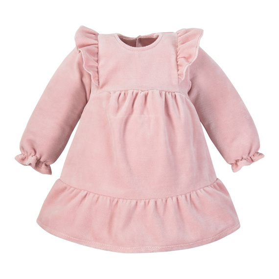Fluffy Tails Eevi bársony ruha - rózsaszín, vállfodrokkal