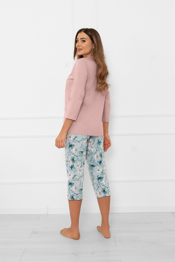 Női pizsama Sekwoja - pamut, 3/4 ujjú és nadrágos, gombokkal Italian Fashion