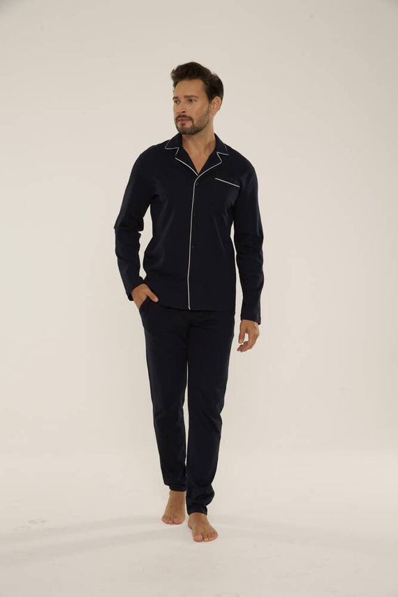 729 Norberto Férfi pizsama De Lafense - sötétkék