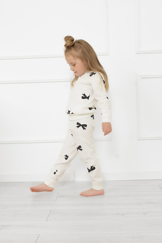 Figaro lány pizsama - ekrü, pamut, hosszú ujjú és nadrágos Olasz divat
