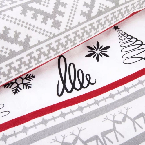 31514/1 Karácsonyi flanel ágynemű Flanelove Darymex szürke piros- készlet 100% pamut, meleg és puha