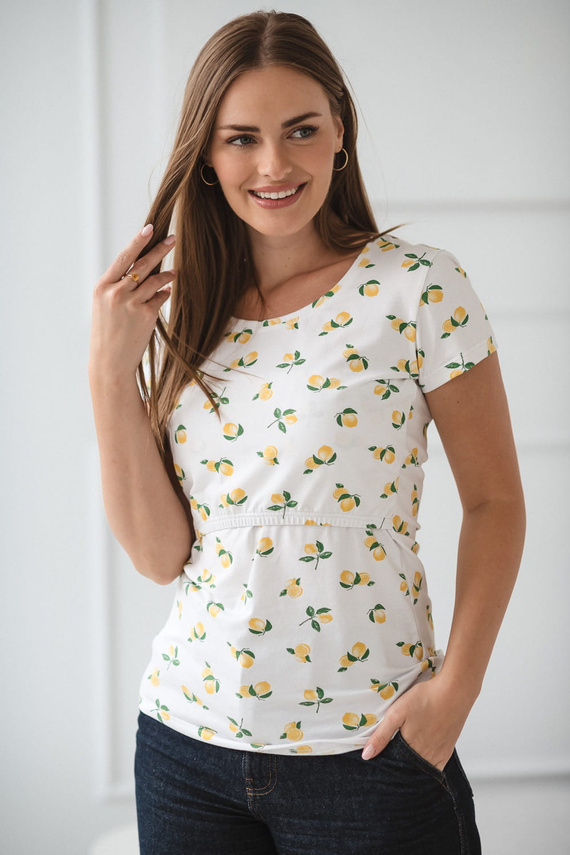 Milk Shirt Milk&Love rövid ujjú szoptatós és kismama blúz citromsárga színben - kényelmes és stílusos