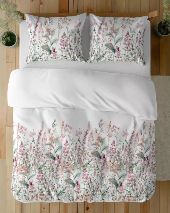 5485 A Detexpol Satin Stories fehér-rózsaszín ágynemű | 100% pamut, szaténszövés, cipzár, díszdobozban