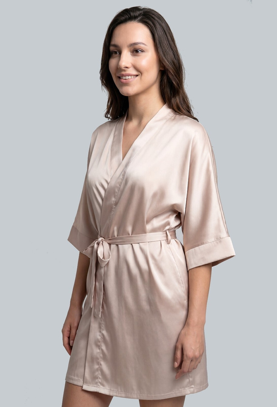 Unikat Beja bézs szatén köntös, könnyű, elegáns, kényelmes