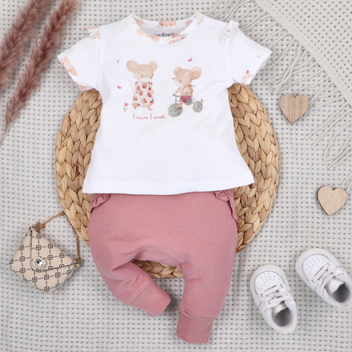 Nini Little Mouse babapóló organikus pamut rövid ujj nyomott minta lány
