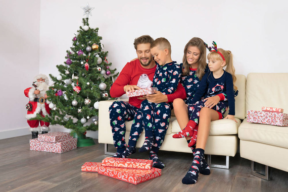 Elder Pizsamák Férfi hosszú ujjú, hosszú nadrág olasz divat- piros/print tengerészkék