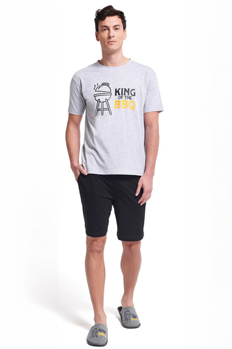 Gianny Férfi Sorbetto szürke pizsama - rövid ujjú, rövidnadrág, nyomtatott, pamut, pamut