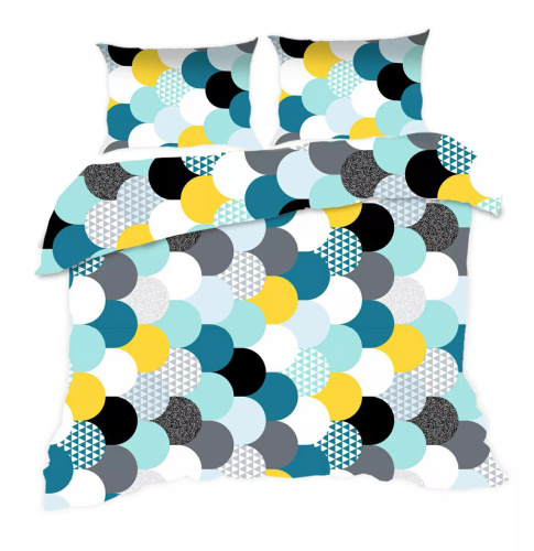 537N Classic E24 pamut ágynemű Extrapościel geometria türkizkék- 100% pamut, tartós, színes, 2 részes szett