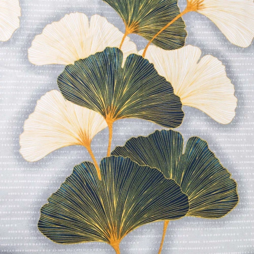 31510/1 Flannelove Darymex szürke zöld ginkgo levelek szett, 100% pamut, meleg és puha