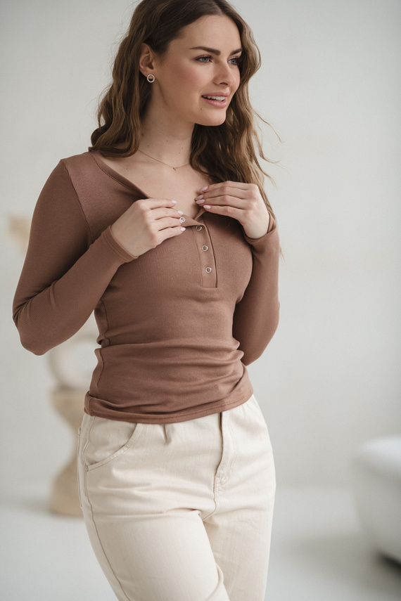 Tummy Milk&Love kismama és szoptatós felső viszkóz toffee