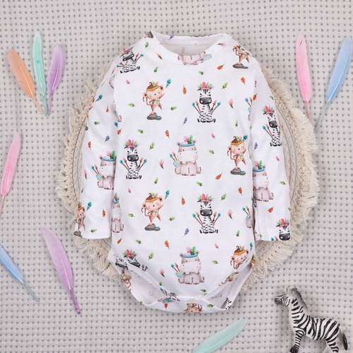 ABN-5534 Nini Happy Animals bébi bodysuit bio pamutból - kényelem, biztonság és stílus