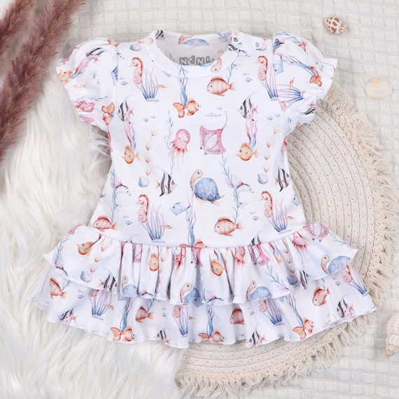ABN-5486 Víz alatti világ Nini baba ruha - organikus pamut, könnyű és puha