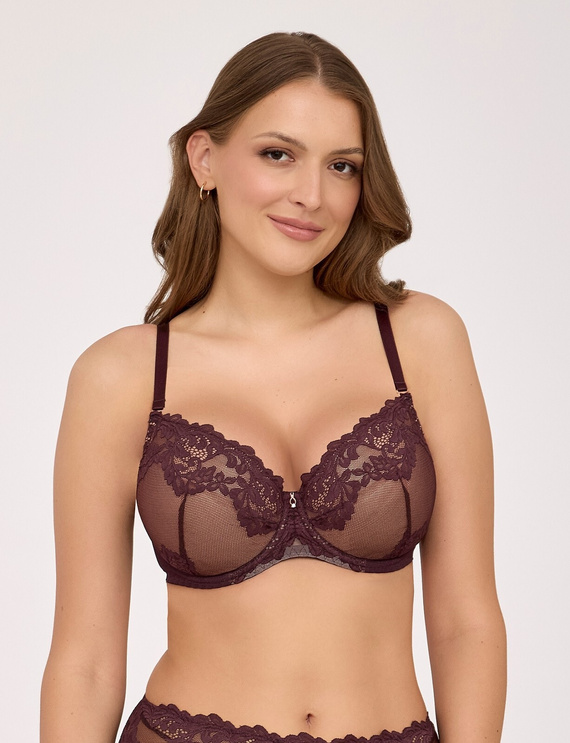 Ava 2232 Chocolate Brown push-up melltartó csipkével és merevítővel