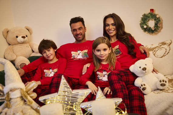 115/289 Winter Cornette férfi pizsama - karácsonyi, piros, pamut, hosszú ujjú, hosszú ujjú