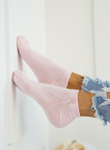 0859 Női lábfej masnival Milena - stílus és kényelem - rózsaszín