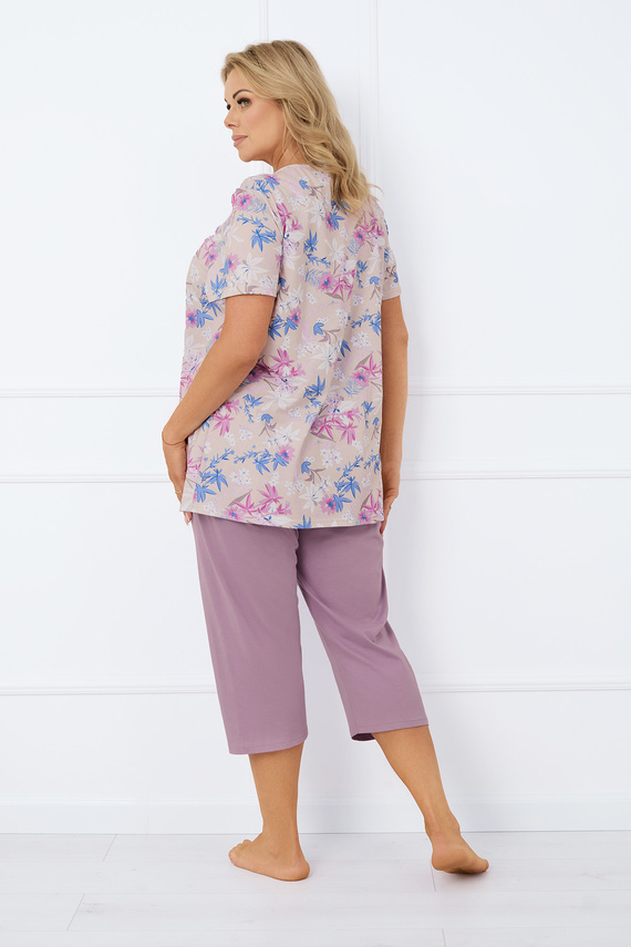 Inger Női pizsama rövid ujjú, 3/4 nadrágos olasz divat - print/bőr