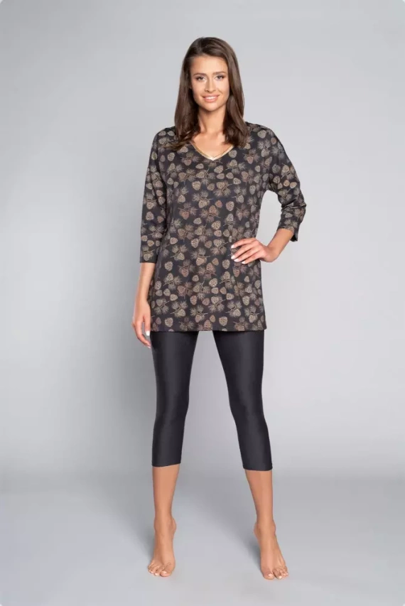 Pinnia Női 3/4 ujjú pizsama, 3/4 nadrág Olasz divat - print/grafit