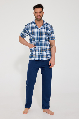 Férfi pizsama Cornette 318/60 gombos 100% pamut kényelmes