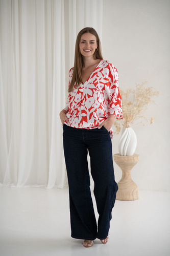 Mamafullness Milk&Love kismama blúz virágos - viszkóz, 3/4 ujjú, oversize