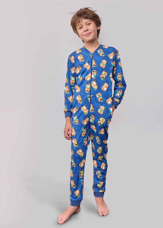 185/183 186/183 Capybara 2 Gyermek Cornette overall - pamut, cipzárral és vidám nyomtatással