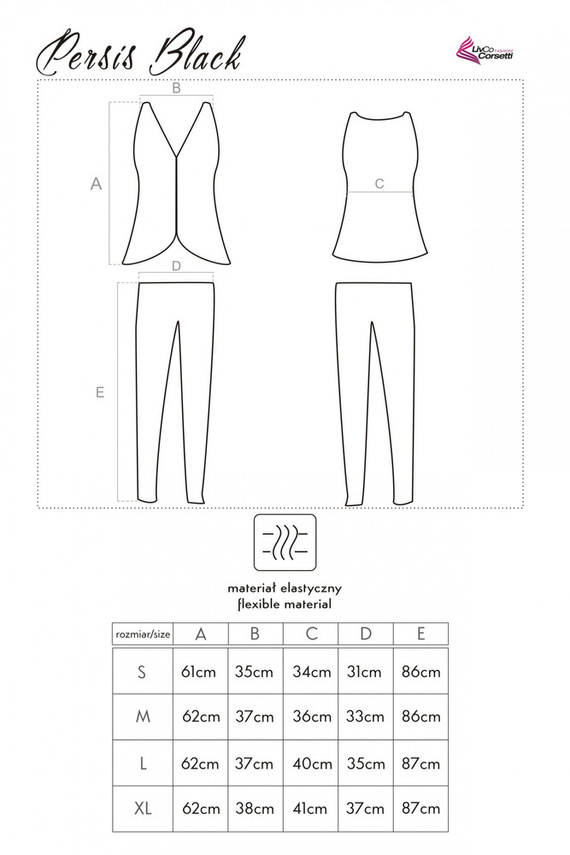 Persis Fekete 90042-1 Női pizsama LivCo Corsetti Fashion