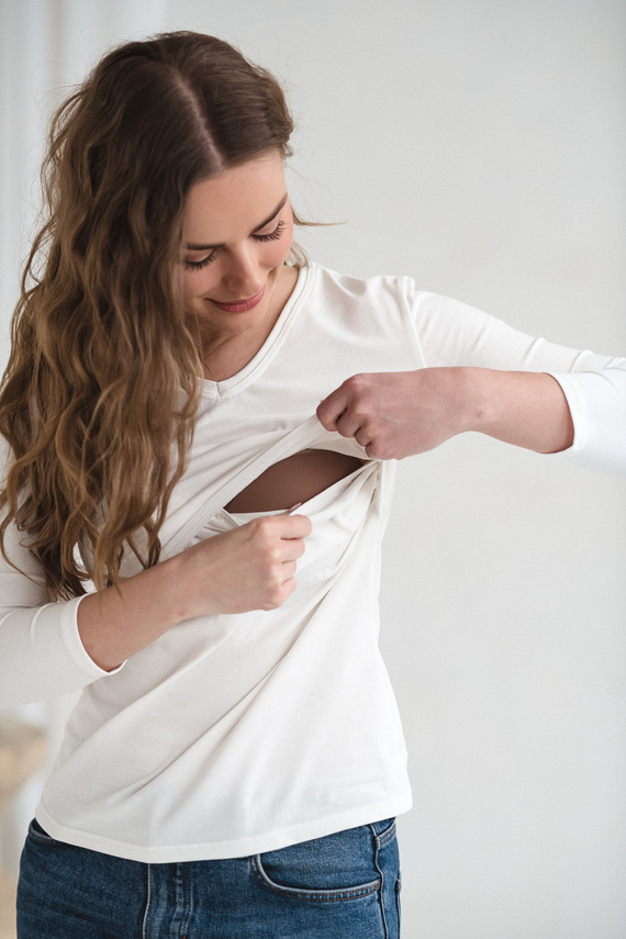 Milk&Love Milk Shirt kismama és szoptatós felső 7/8 ujj white