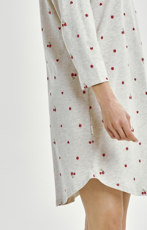 3431 Adele Női ing Taro szürke - pamut, gyümölcsminta, 7/8-as ujjú