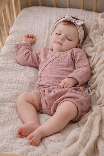 Muszlin bodysuit Just Muslin 03235R Makoma rose- hosszú ujjú, borítékolható, 100% pamut