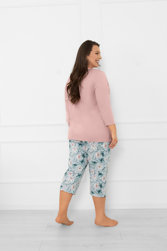 Női pizsama Sekwoja - pamut, 3/4 ujjú és nadrágos, gombokkal Italian Fashion