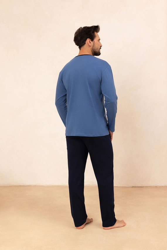 Regina 494 tengerészkék - férfi hosszú ujjú pamut pizsama, klasszikus szabású