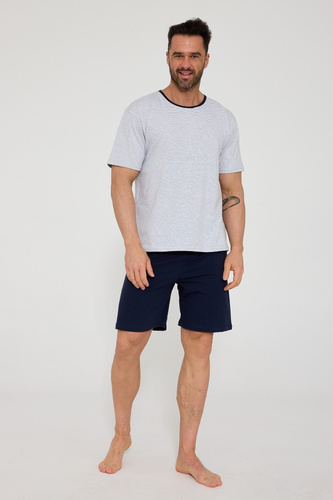 Cornette 338/53 férfi pizsama szürke pamut rövid ujj kényelmes