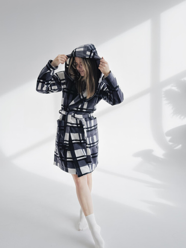 031 De Lafense fürdőköpeny takaró - meleg gyapjú női fürdőköpeny Super Cozy, szürke