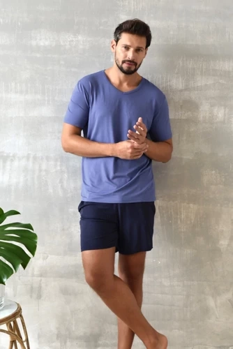 Dallas Férfi rövid ujjú pizsama, rövidnadrág Italian Fashion- kék