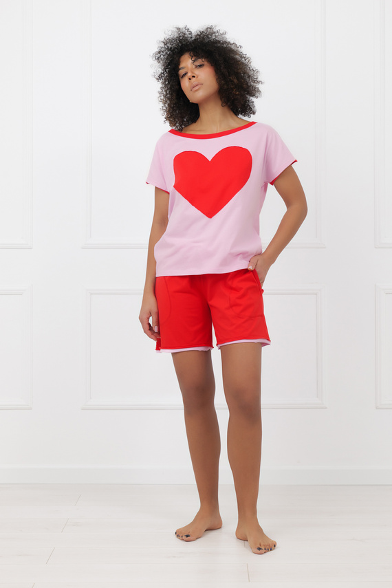 Sabrina Italian Fashion női pizsama 100% pamut – rövid ujj, rövidnadrág