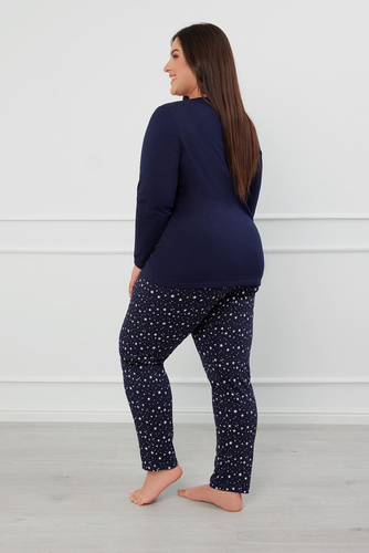 Arugia Női pizsama hosszú ujjú, hosszú nadrág olasz divat - tengerészkék/print