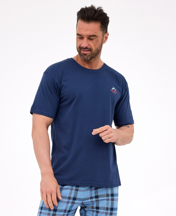 Férfi pizsama Cornette 134/315 North 2 kék - pamut, rövid ujjú, kényelem és stílus